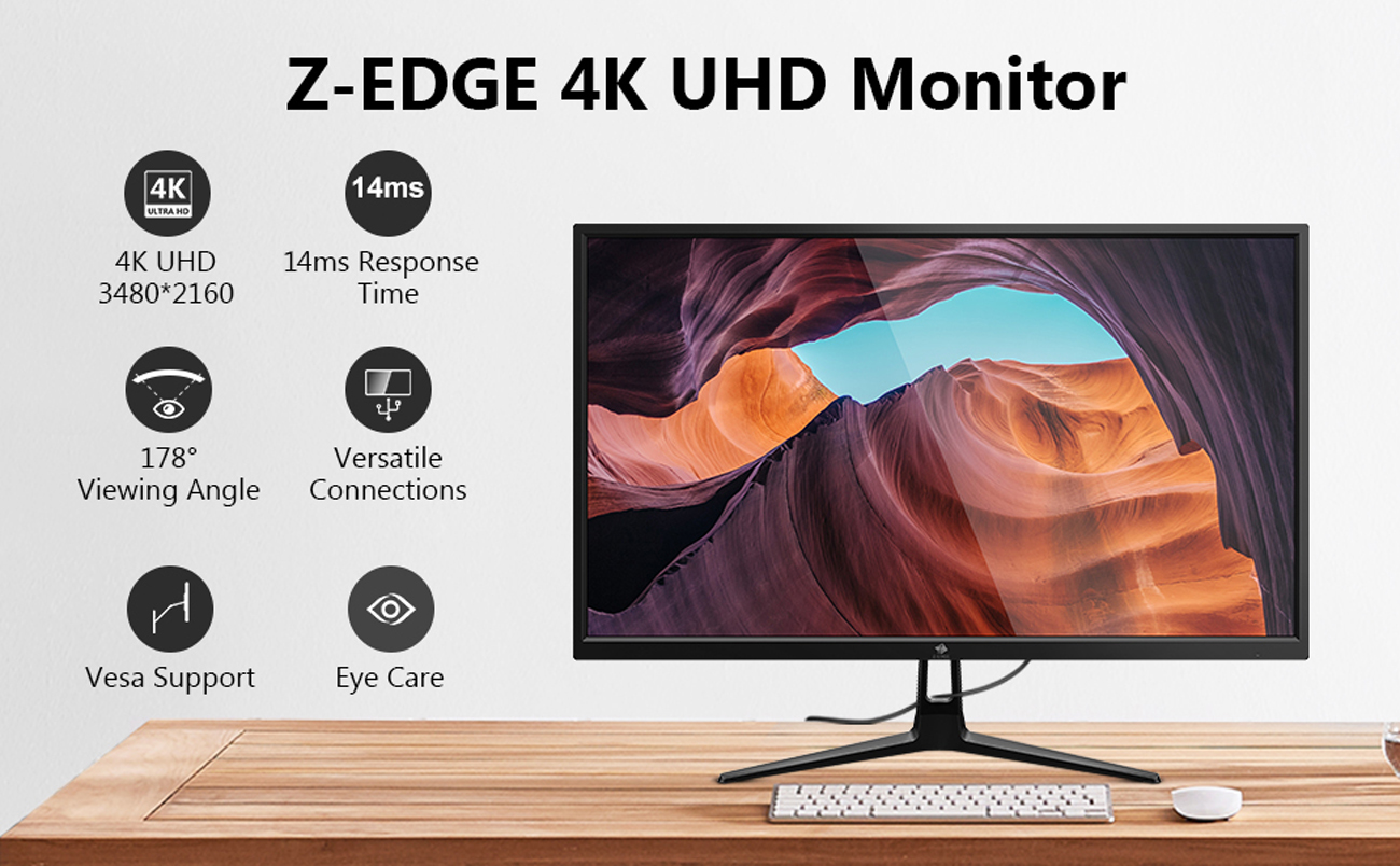 ZEDGE U27P4K 27" IPS 4K Monitor, Ultra HD 3840 x 2160, 300 cd/m², 60Hz